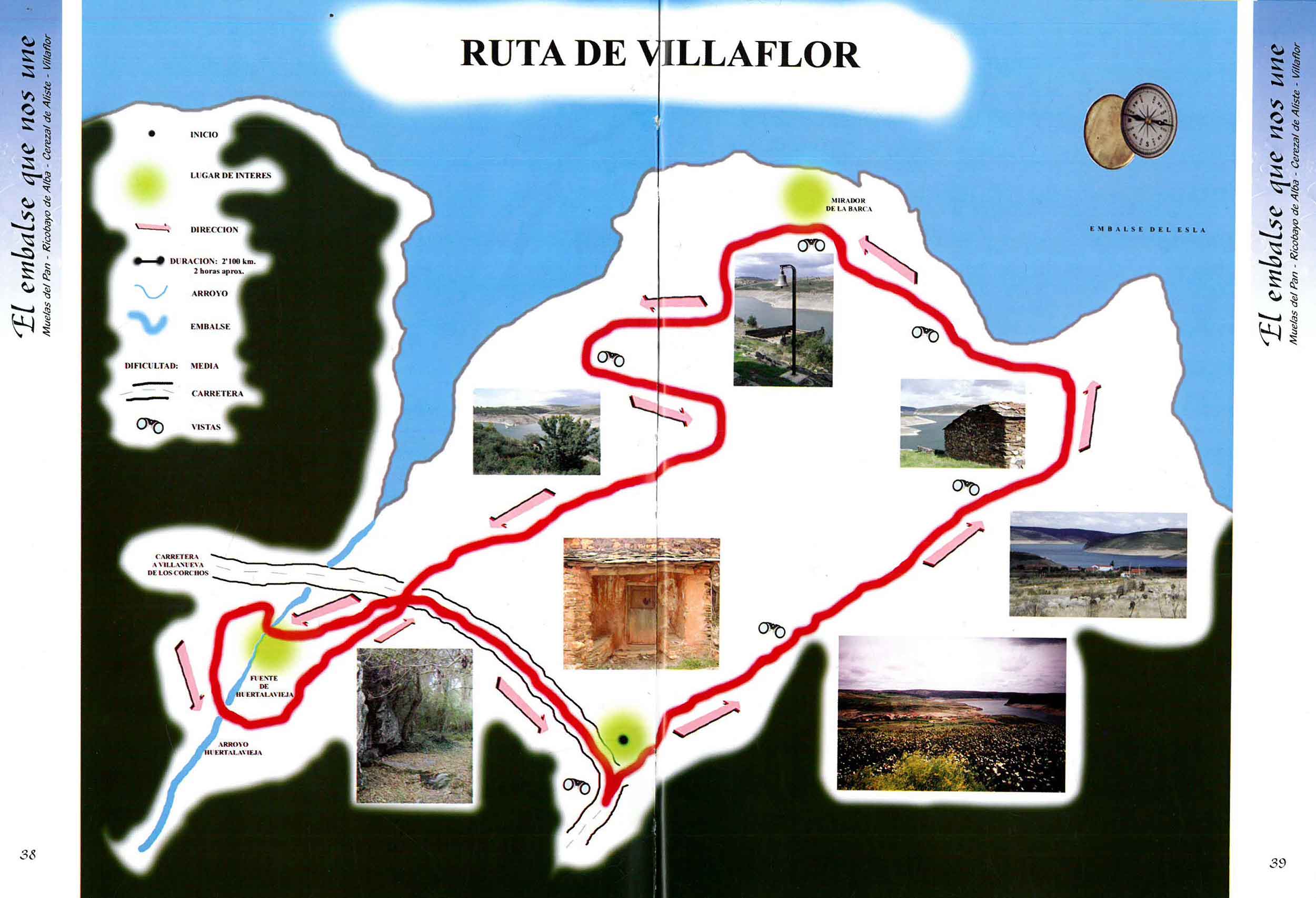 plano-ruta-de-villaflor Con esta ruta se ha buscado la propia imagen del agua, del embalse, que condicionó las vidas de estas gentes.
